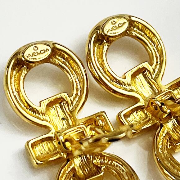 Vintage Givenchy Gold X and O Clip Earrings - Picture 7 of 8